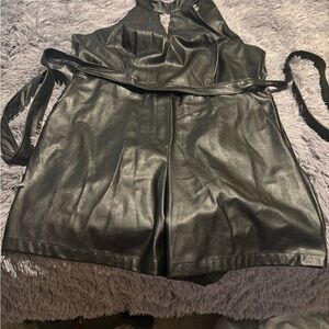 Black Faux Leather Romper